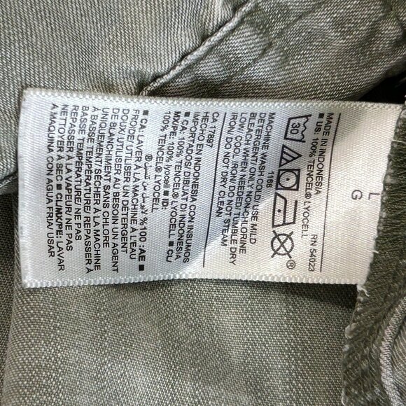 OLD NAVY Womens Tunic Top L Green Long Sleeve Soft Washed Tencel Button Up Shirt - Picture 7 of 8